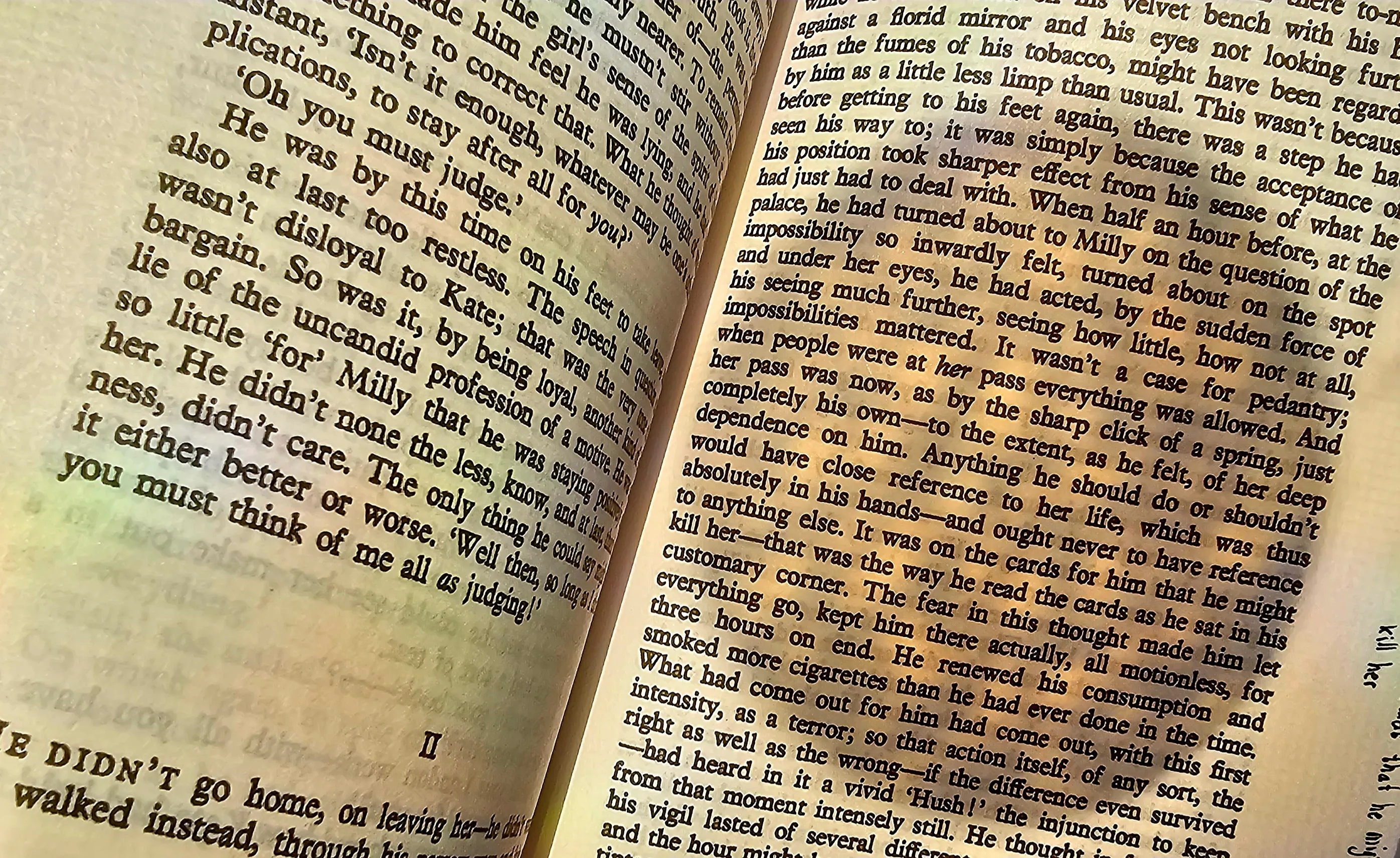 An open book, light falling across the page