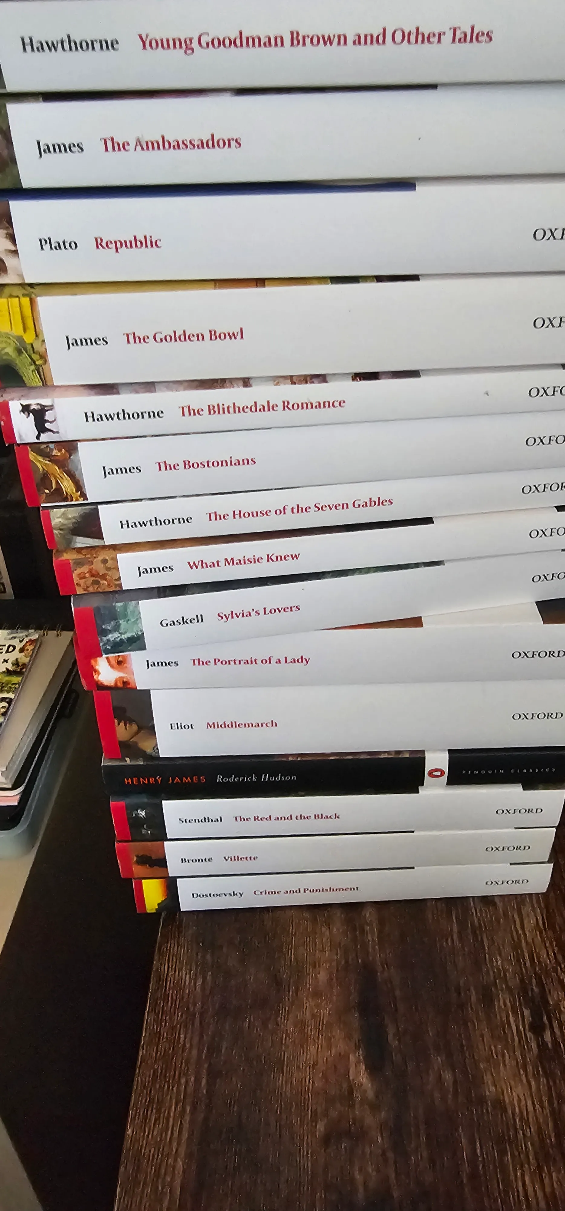 A stack of Penguin Classics and other novels